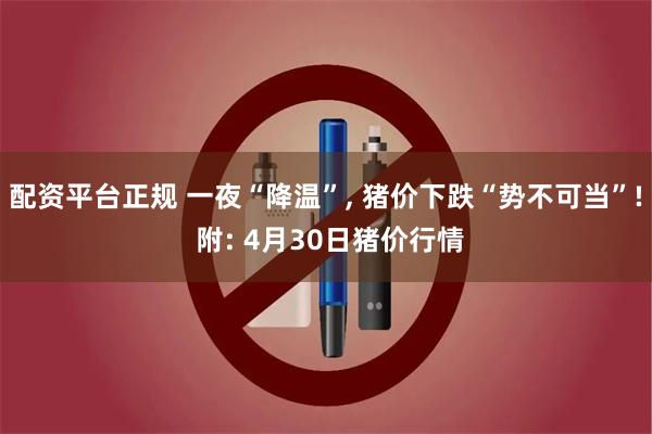 配资平台正规 一夜“降温”, 猪价下跌“势不可当”! 附: 4月30日猪价行情