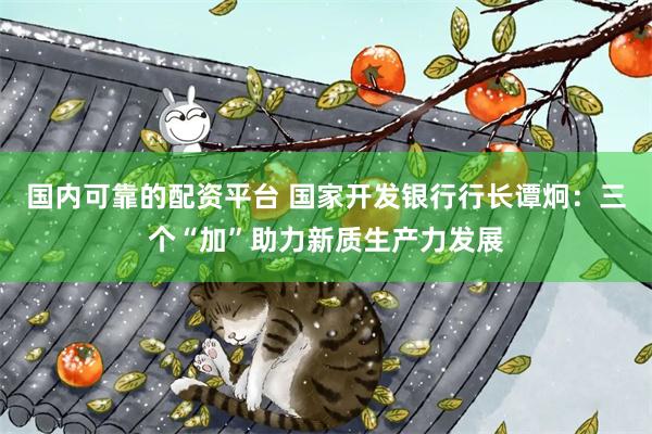 国内可靠的配资平台 国家开发银行行长谭炯：三个“加”助力新质生产力发展